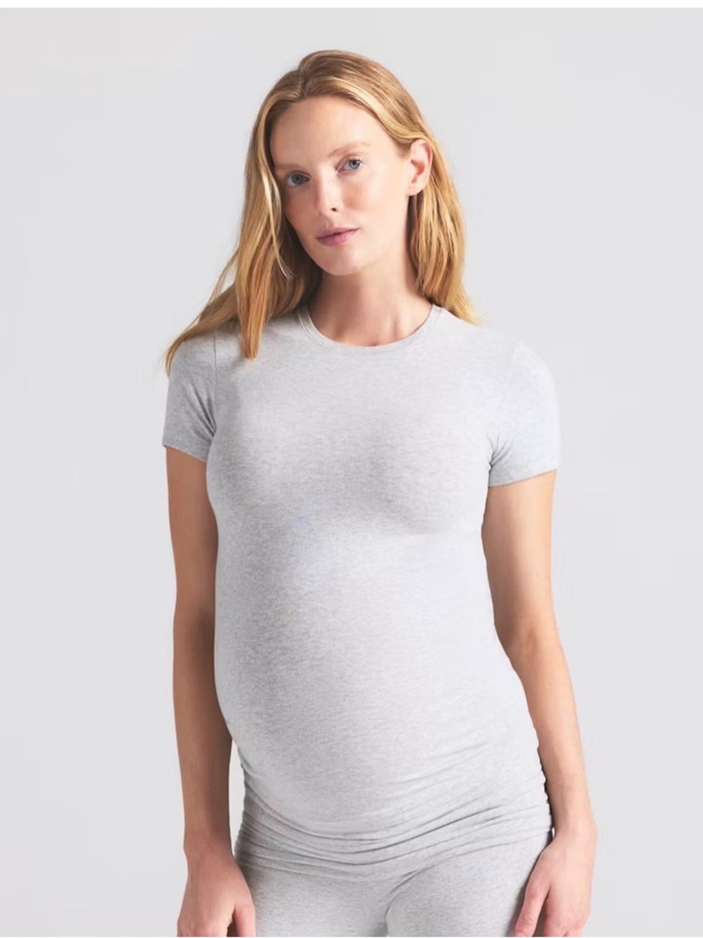 SKIMS Short Sleeve Crewneck Tee in Light Gray Heather